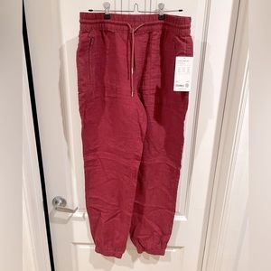 10T Athleta Retreat Linen Pants, Red